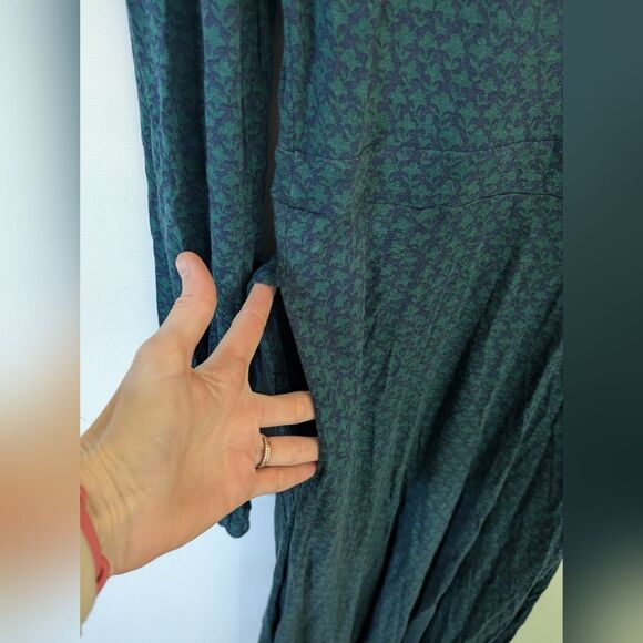 Boden Camille Jersey Midi Dress Green Emerald Night Lily Sprig Long Sleeve 4 - Picture 9 of 10